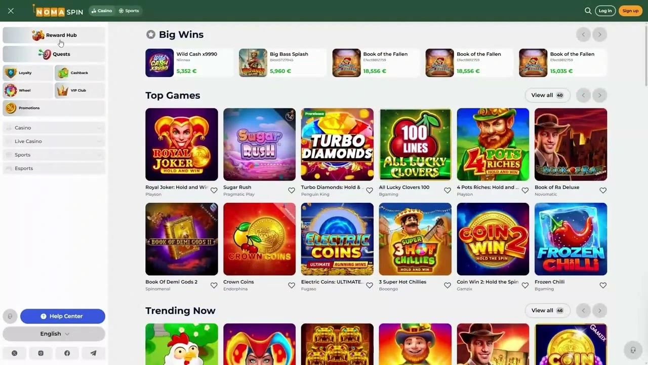 Juegos en Nomaspin Casino